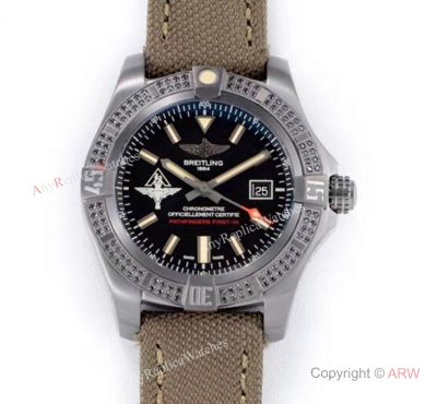 GB Swiss Replica Breitling Avenger blackbird V2 Watch Titanium Case Green Strap